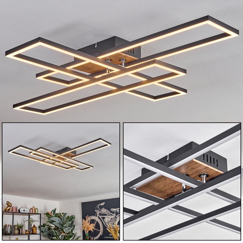 Macos Deckenleuchte LED Braun, Holzoptik, Schwarz, 1-flammig main product photo