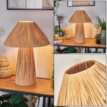 Pilzlampe Paiol Tischleuchte 32 cm Beige, Naturfarben, 1-flammig