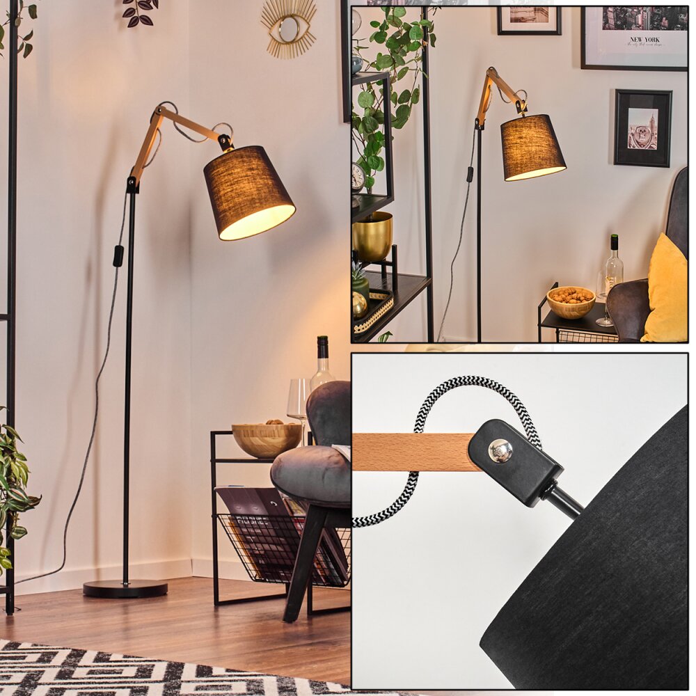 Fridene Stehlampe Naturfarben, Schwarz, 1-flammig main product photo