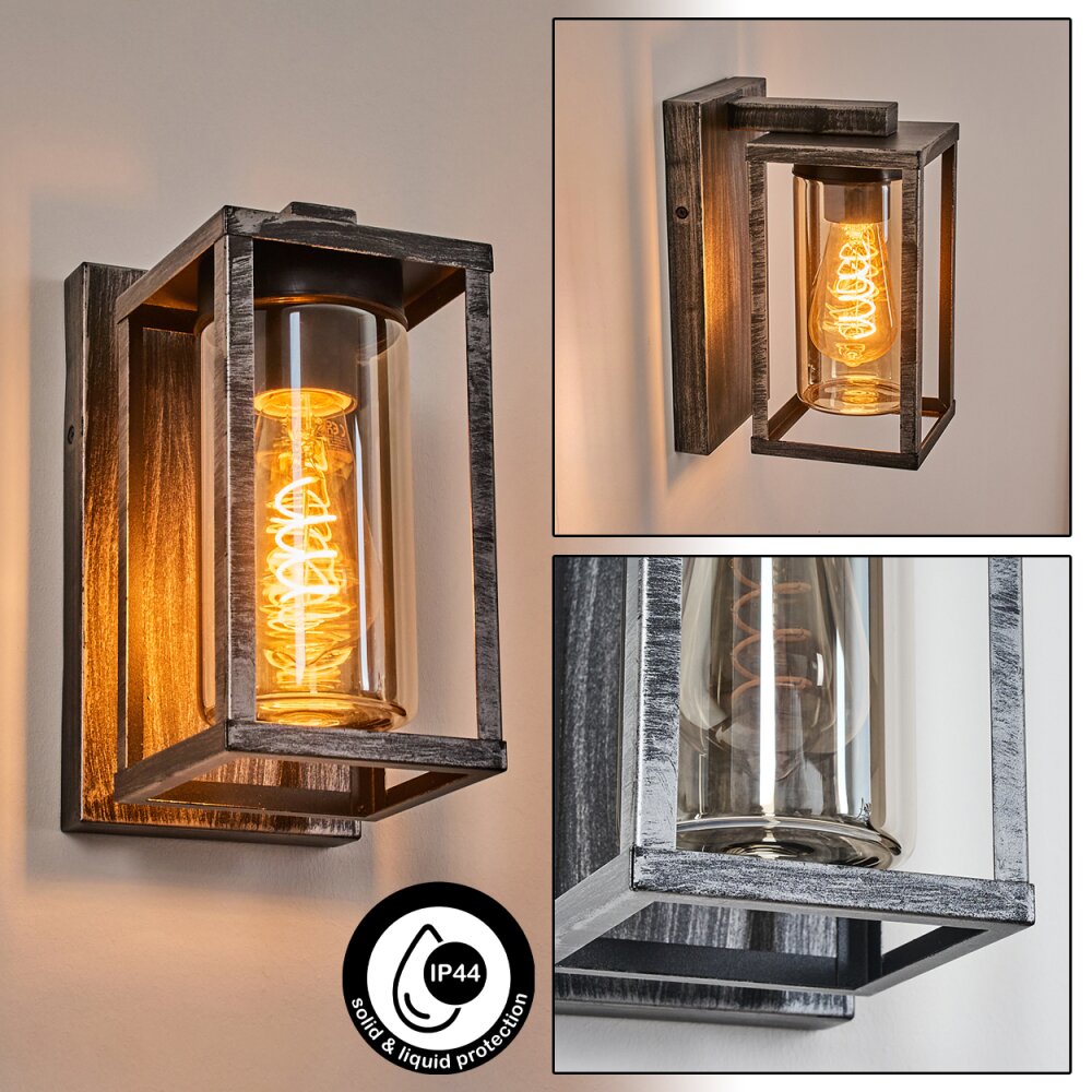 Portalis Außenwandleuchte Schwarz, Silber, 1-flammig main product photo