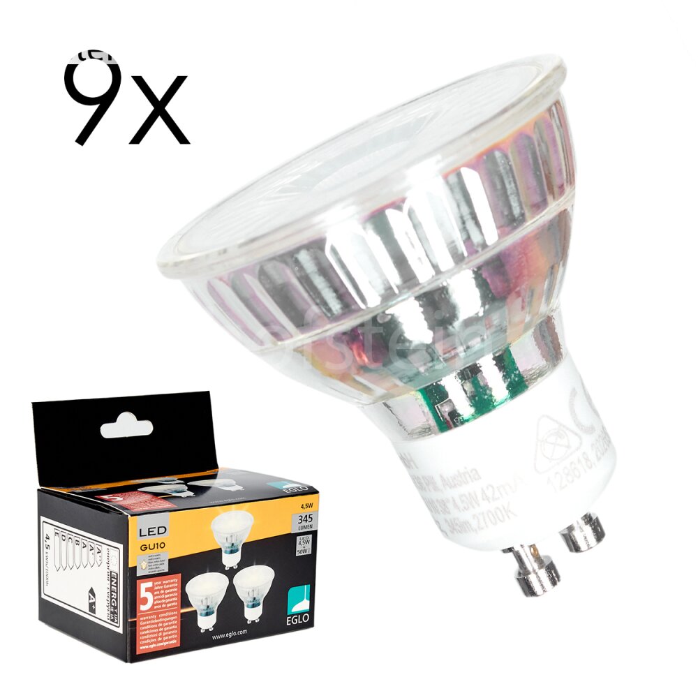 LED GU10 9er Set 4,5 Watt 2700 Kelvin 345 Lumen main product photo