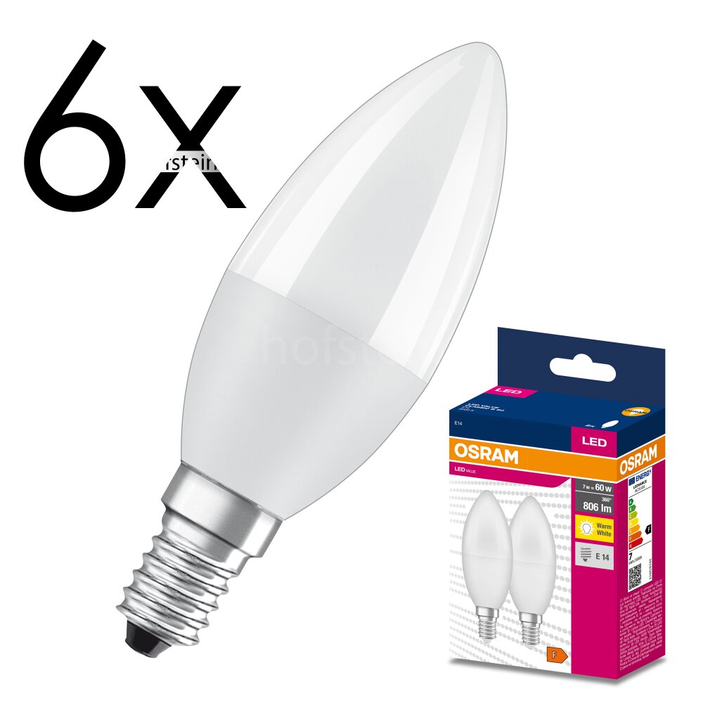 LED E14 6er Set 7,5 Watt 3000 Kelvin 806 Lumen main product photo