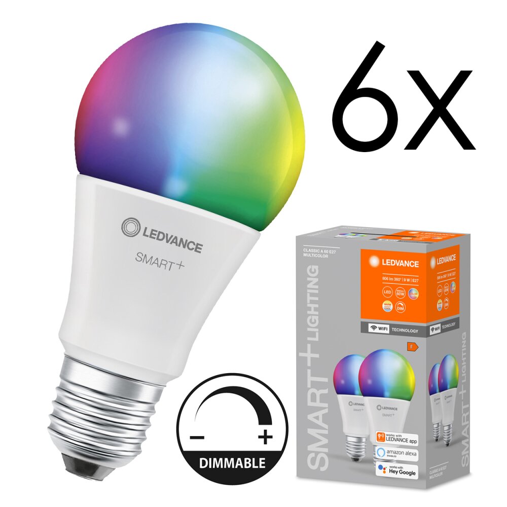 LED E27 6er Set 9 Watt 2700-6500 Kelvin 806 Lumen main product photo