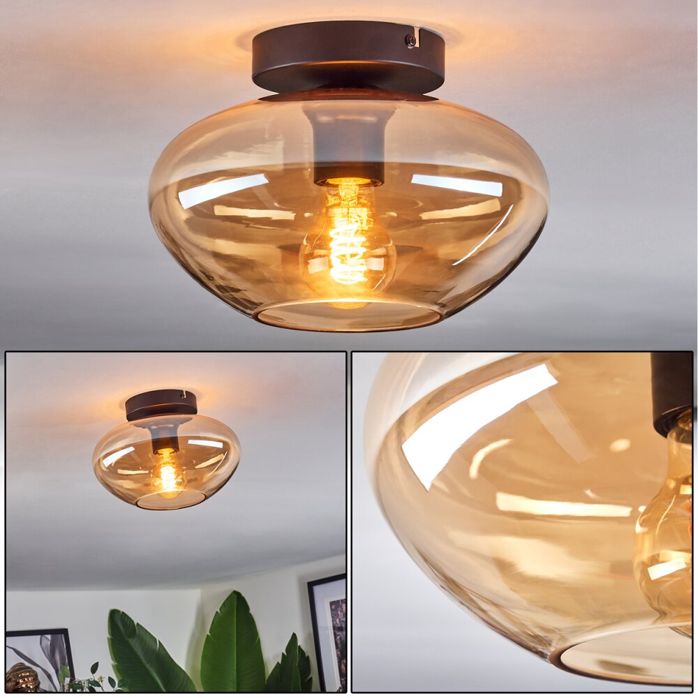 Mertola Deckenleuchte Glas 25 cm Bernsteinfarben, 1-flammig main product photo
