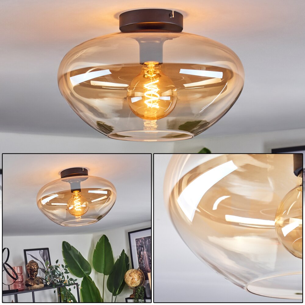 Mertola Deckenleuchte Glas 35 cm Bernsteinfarben, Klar, 1-flammig main product photo