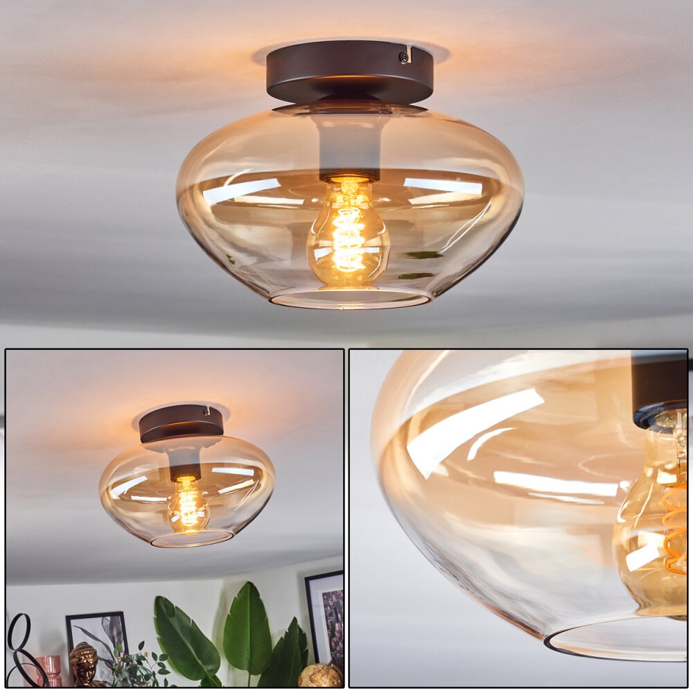 Mertola Deckenleuchte Glas 25 cm Bernsteinfarben, Klar, 1-flammig main product photo