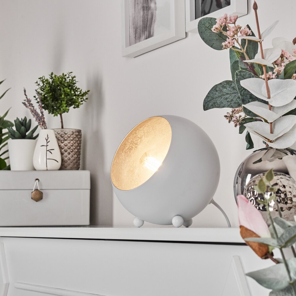 Hajo Tischleuchte Silber, Weiß, 1-flammig main product photo