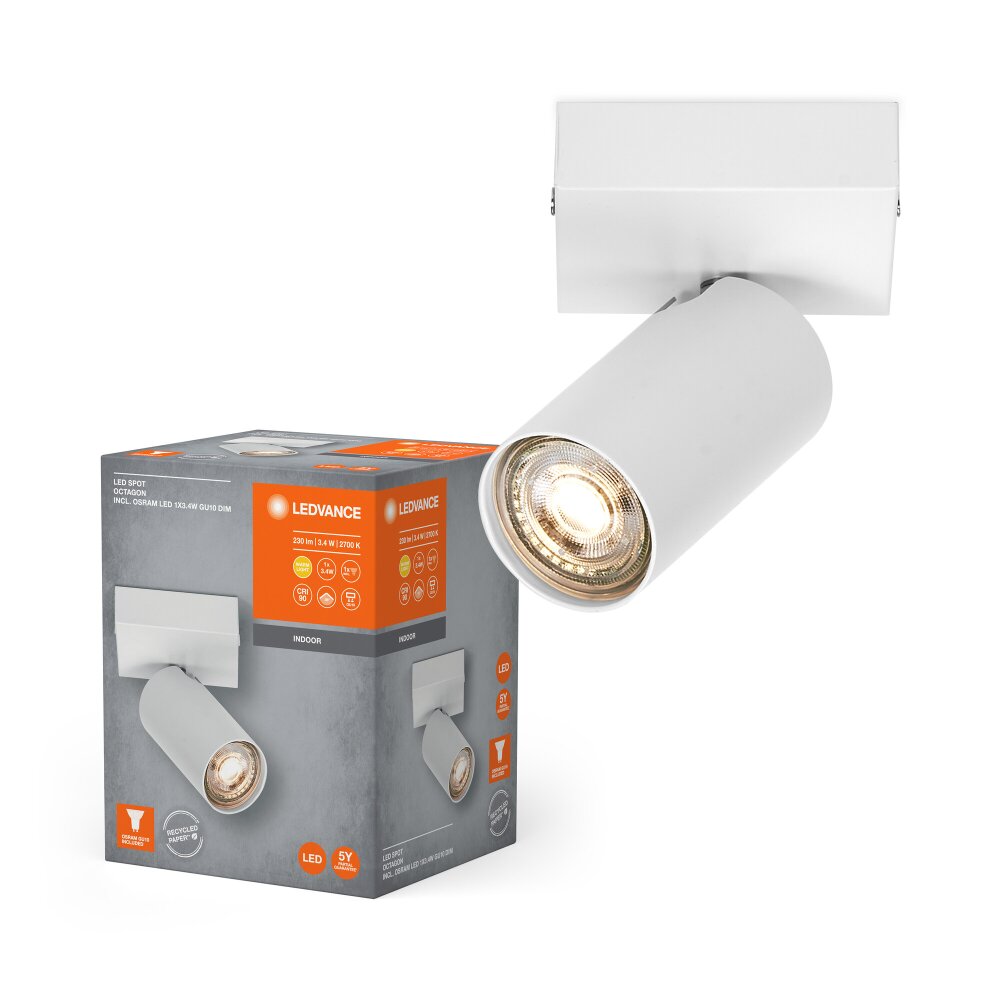 LEDVANCE Led Spot Deckenleuchte Weiß, 1-flammig main product photo