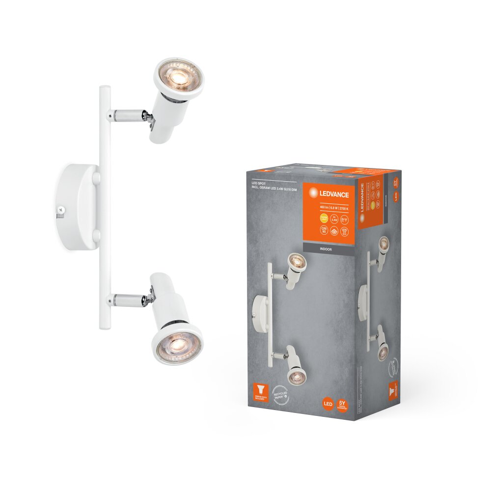 LEDVANCE Led Spot Deckenleuchte Weiß, 2-flammig main product photo
