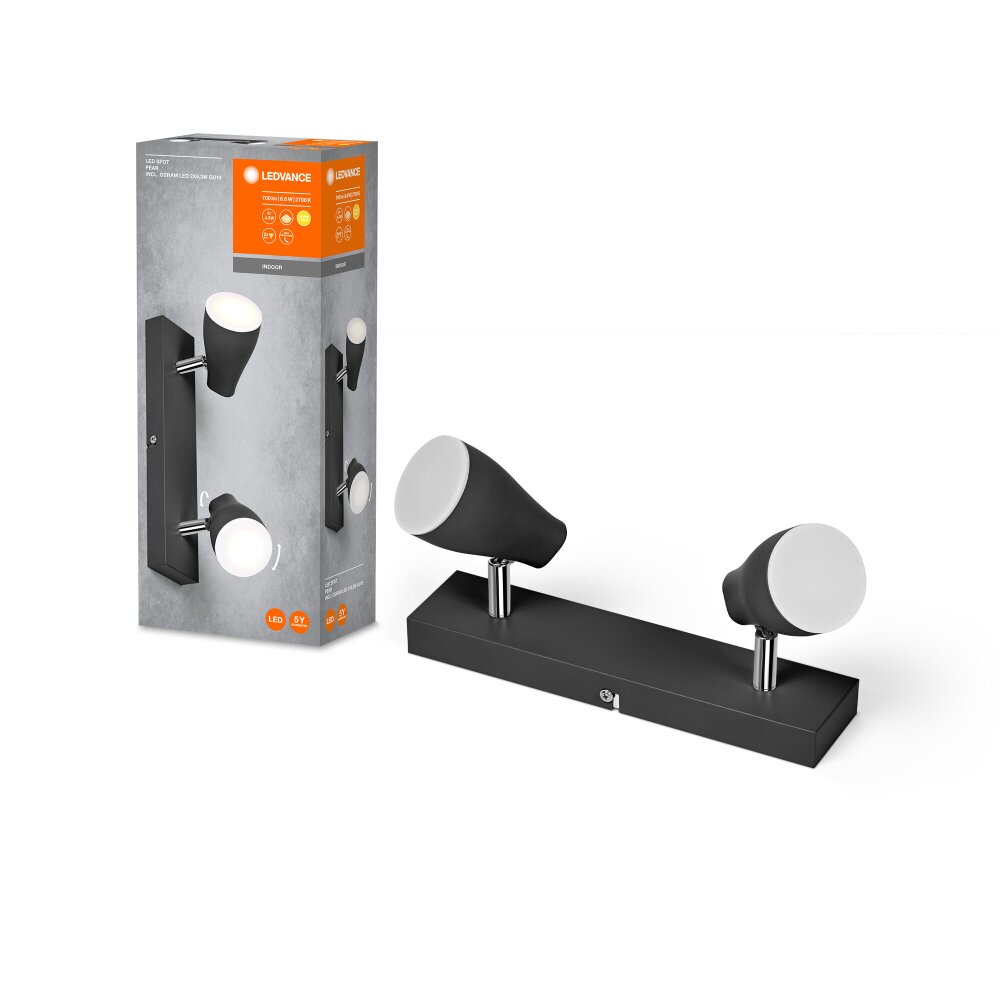 LEDVANCE Led Spot Deckenleuchte Schwarz, 2-flammig main product photo