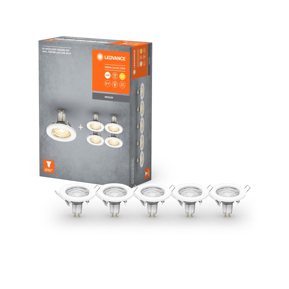 LEDVANCE Spotlight Recess Set Deckeneinbauleuchte Weiß, 5-flammig main product photo