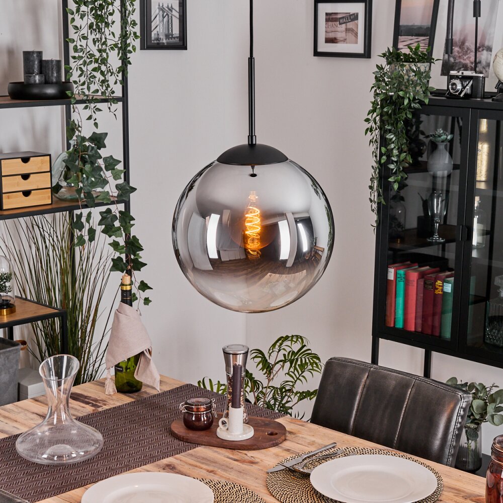 Gastor Hängeleuchte Glas 30 cm Chrom, Klar, Rauchfarben, 1-flammig main product photo