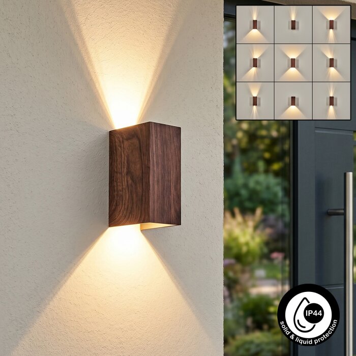 Woods Außenwandleuchte LED Holzoptik, Schwarz, 1-flammig