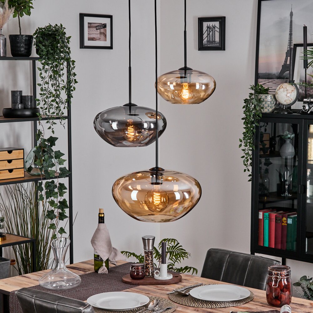 Mertola Hängeleuchte Glas 25 cm, 30 cm, 35 cm Schwarz, 3-flammig main product photo