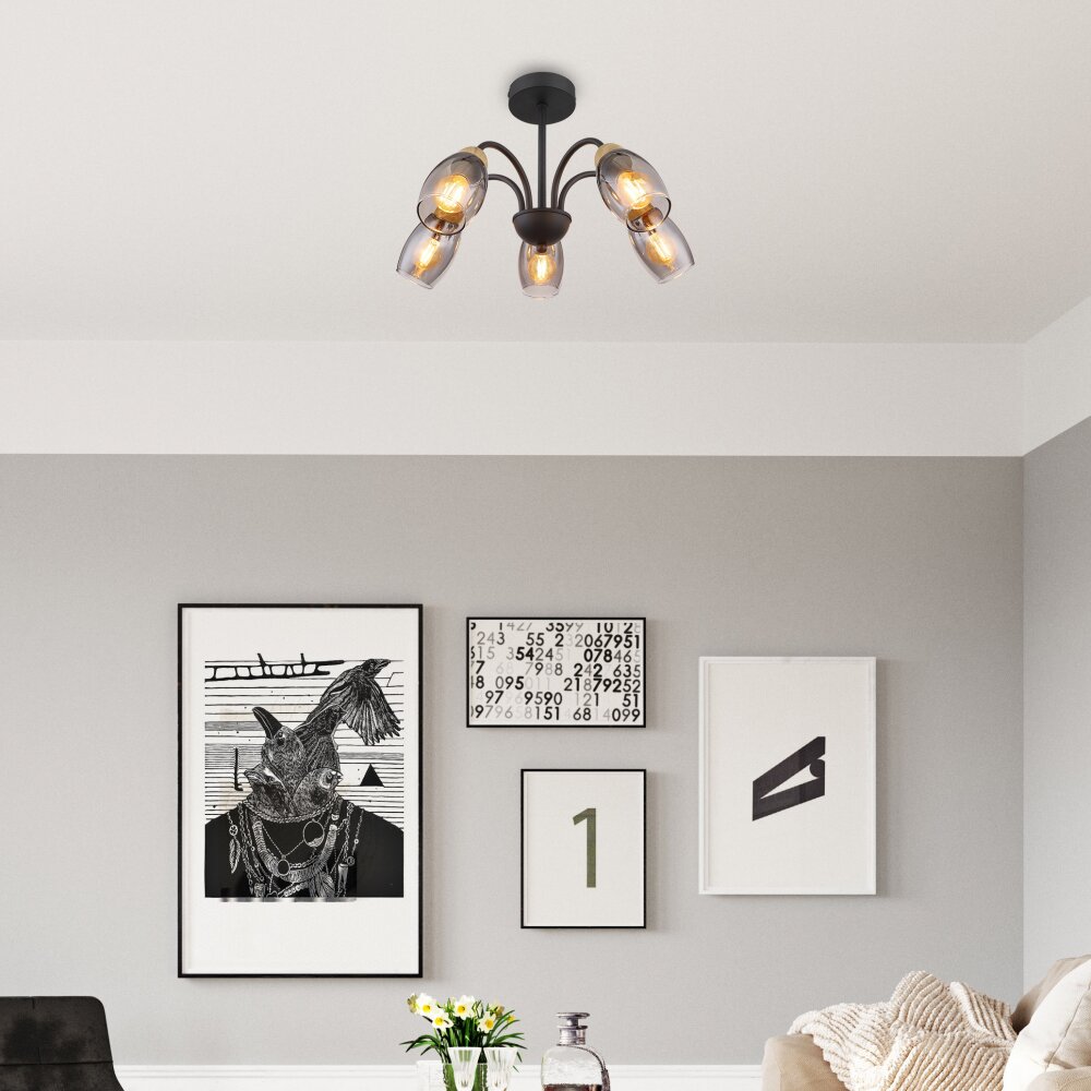 Globo GERLY Deckenleuchte Schwarz, 5-flammig main product photo