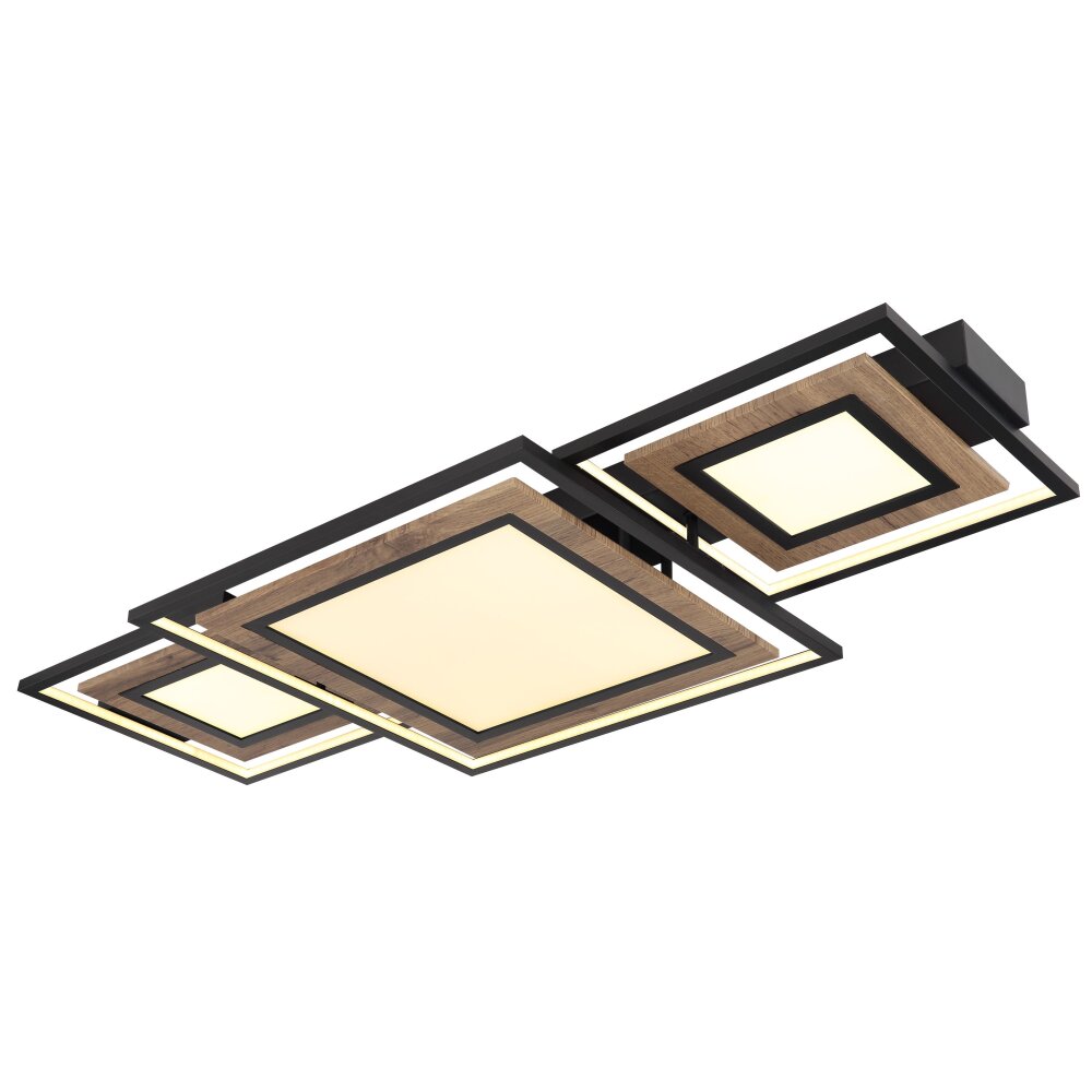 Globo GABALDO Deckenleuchte LED Holzoptik, Schwarz, Weiß, 1-flammig main product photo