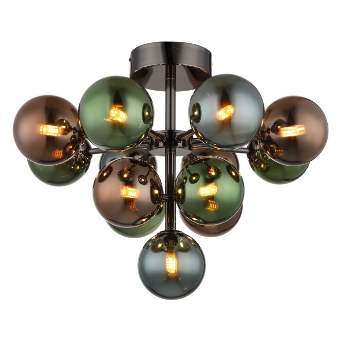 Globo Grappy Deckenleuchte Chrom, Schwarz, 13-flammig Globo Grappy Deckenleuchte Chrom, Schwarz, 13-flammig