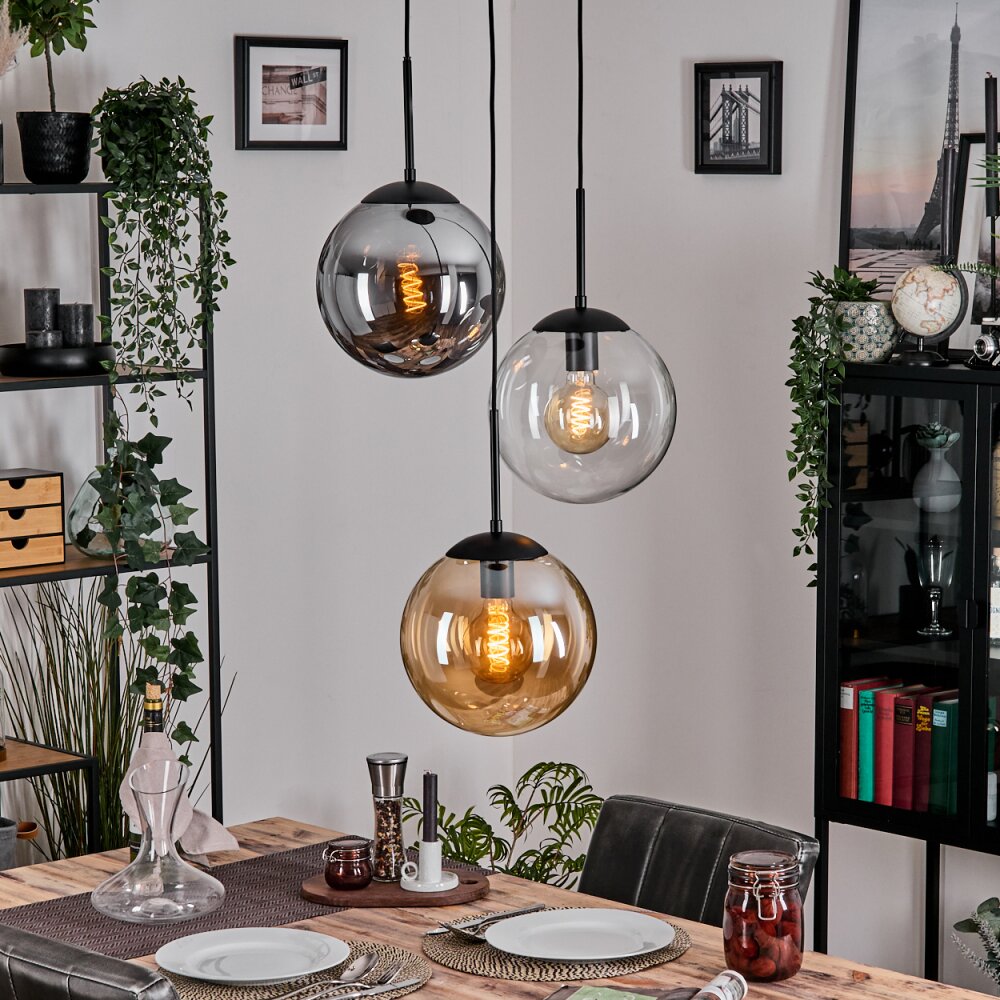 Gastor Hängeleuchte Glas 25 cm Bernsteinfarben, Klar, Rauchfarben, 3-flammig main product photo