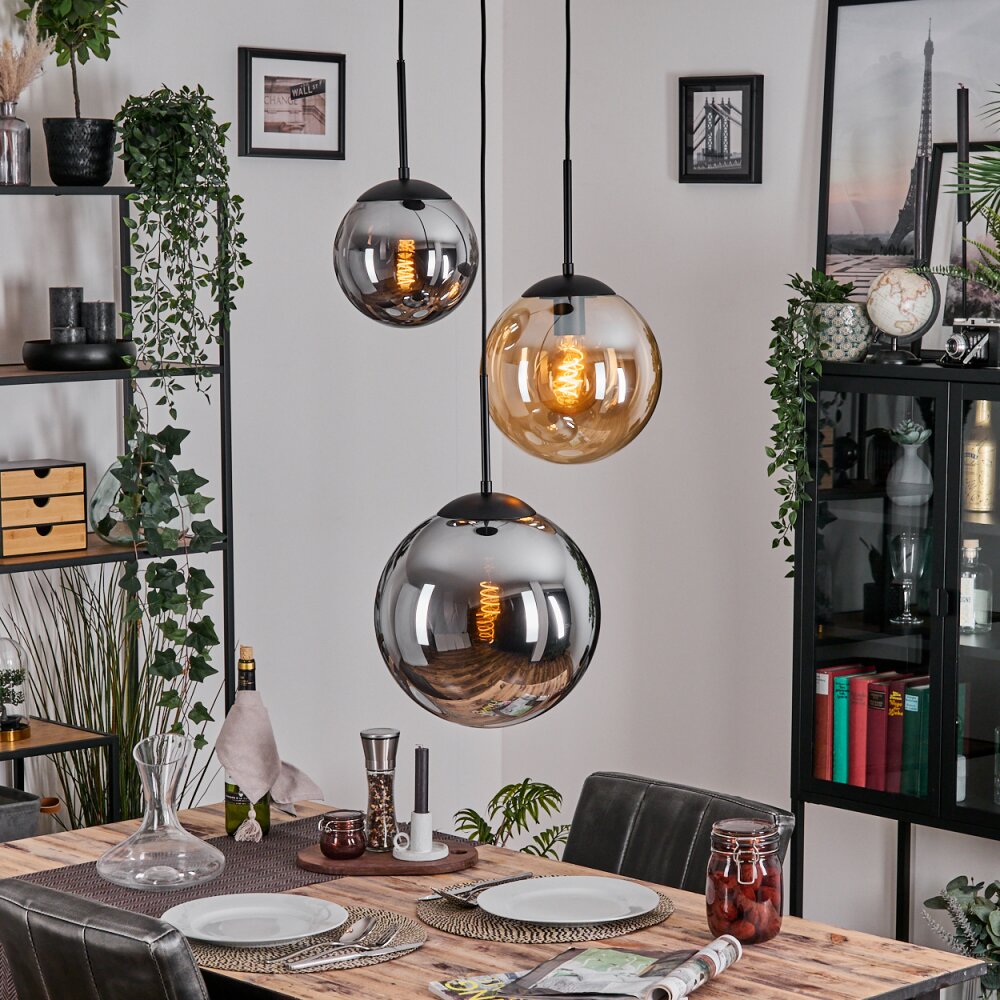 Gastor Hängeleuchte Glas 20cm, 25 cm, 30 cm Bernsteinfarben, Rauchfarben, 3-flammig main product photo