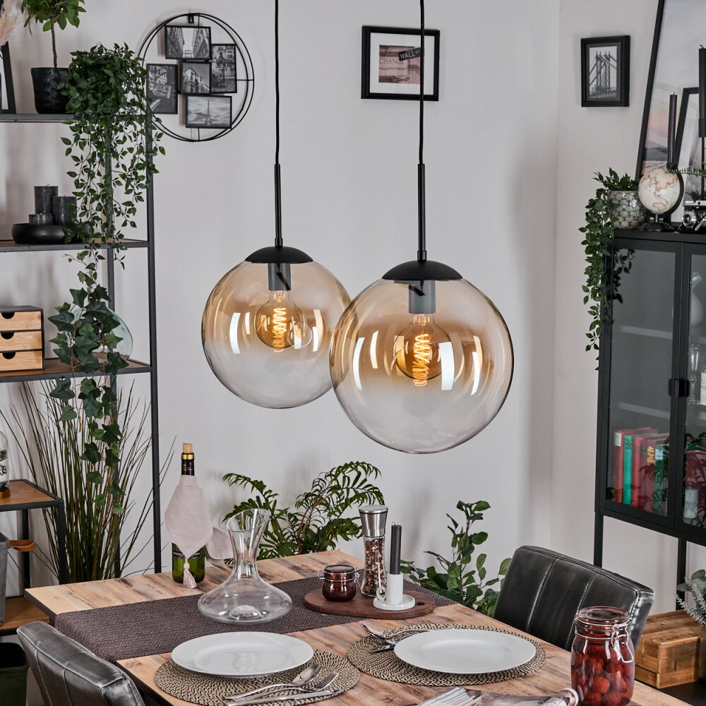 Gastor Hängeleuchte Glas 30 cm Schwarz, 2-flammig main product photo