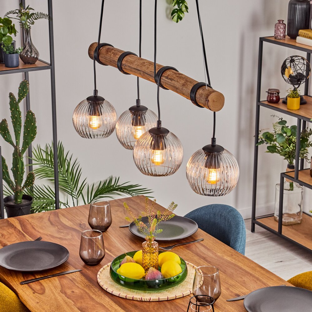 Koyoto Pendelleuchte Glas 15 cm Naturfarben, Schwarz, 4-flammig main product photo