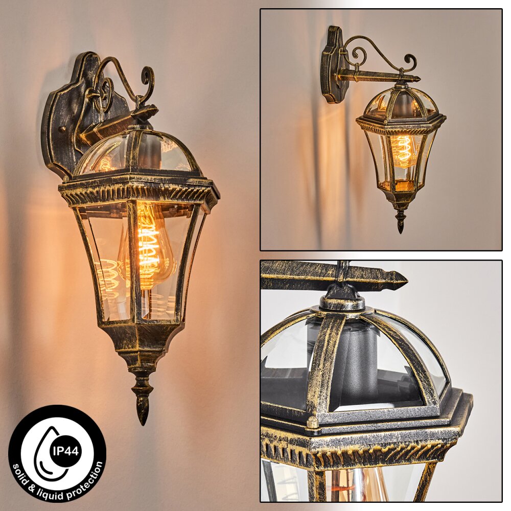 Lavajo Außenwandleuchte Gold, Schwarz, 1-flammig main product photo