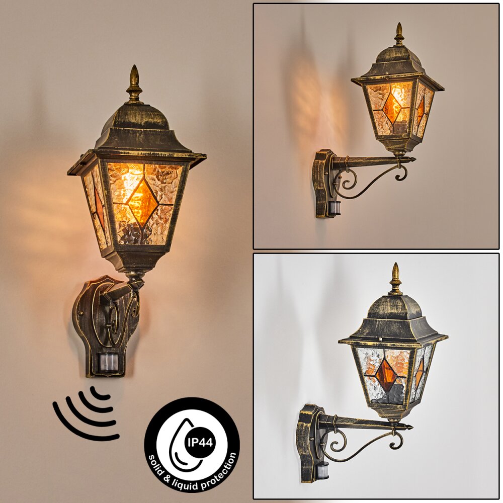 Chatelain Außenwandleuchte Gold, Schwarz, 1-flammig, Bewegungsmelder main product photo