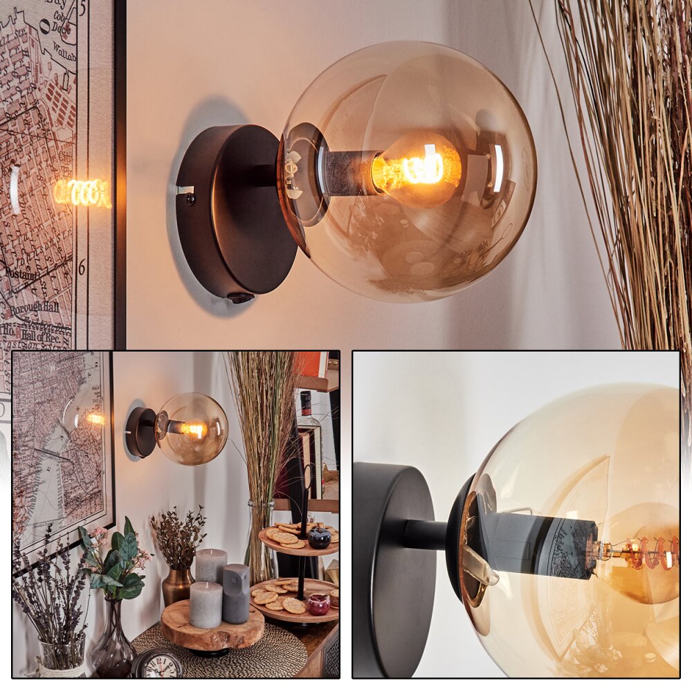 Gastor Wandleuchte Glas 15 cm Bernsteinfarben, 1-flammig main product photo