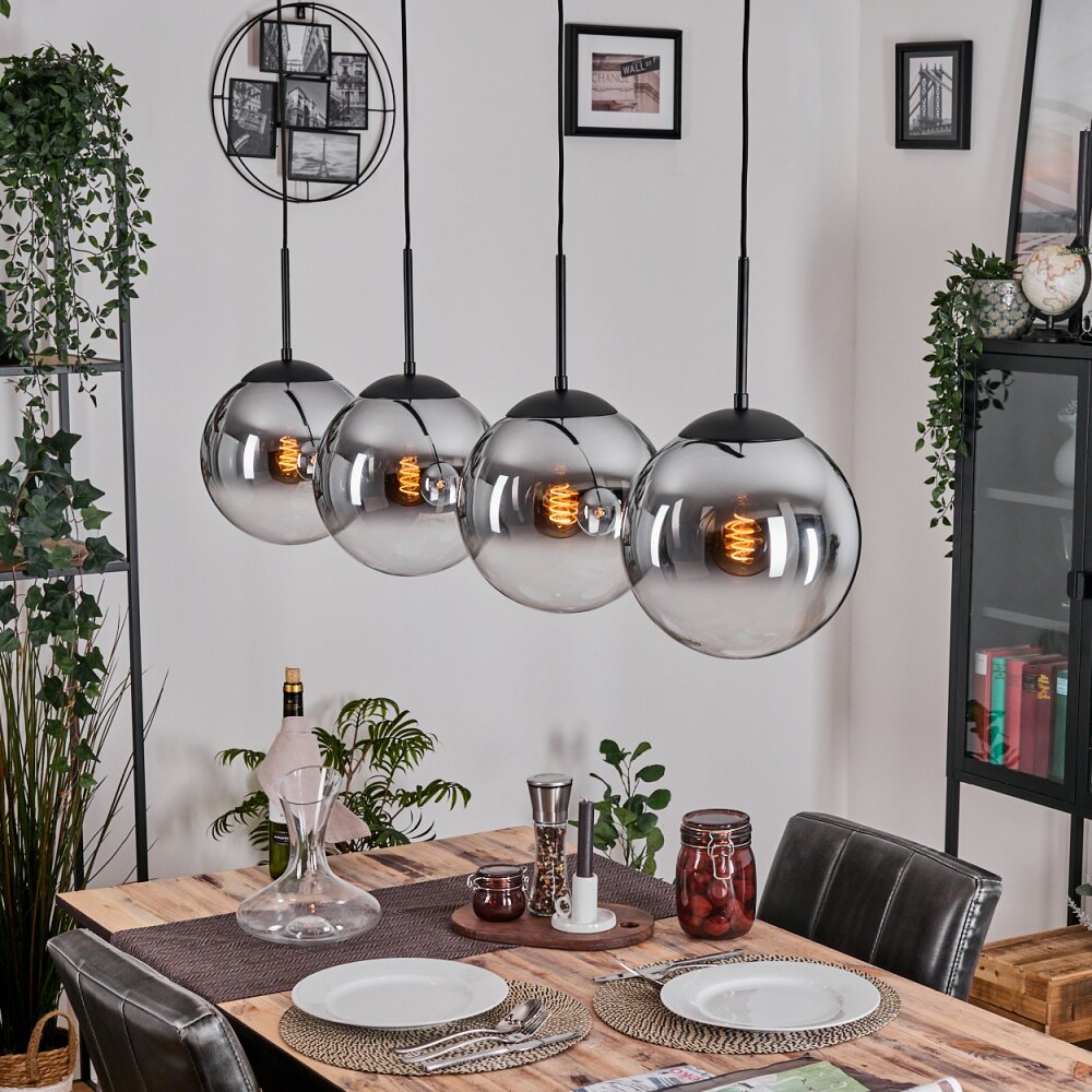 Gastor Hängeleuchte Glas 25 cm Chrom, Klar, Rauchfarben, 4-flammig main product photo