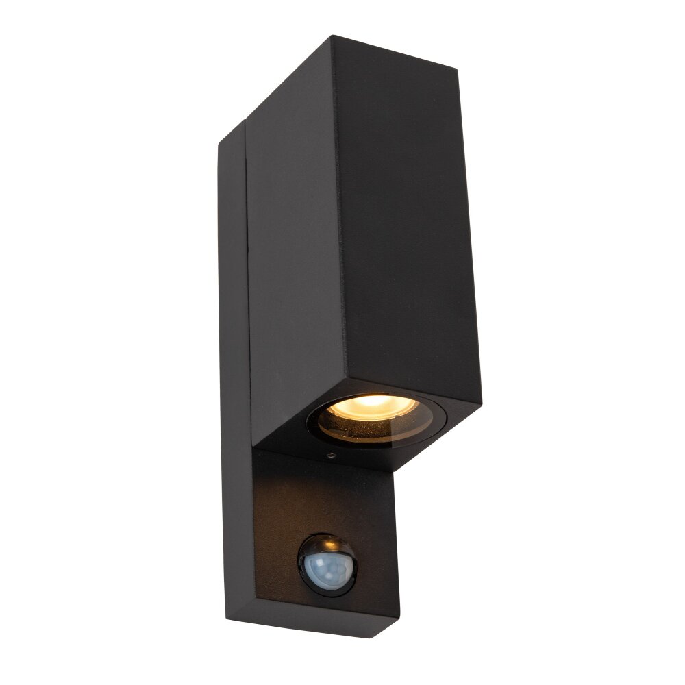 Lucide ZARO IR Außenwandleuchte Schwarz, 2-flammig, Bewegungsmelder main product photo