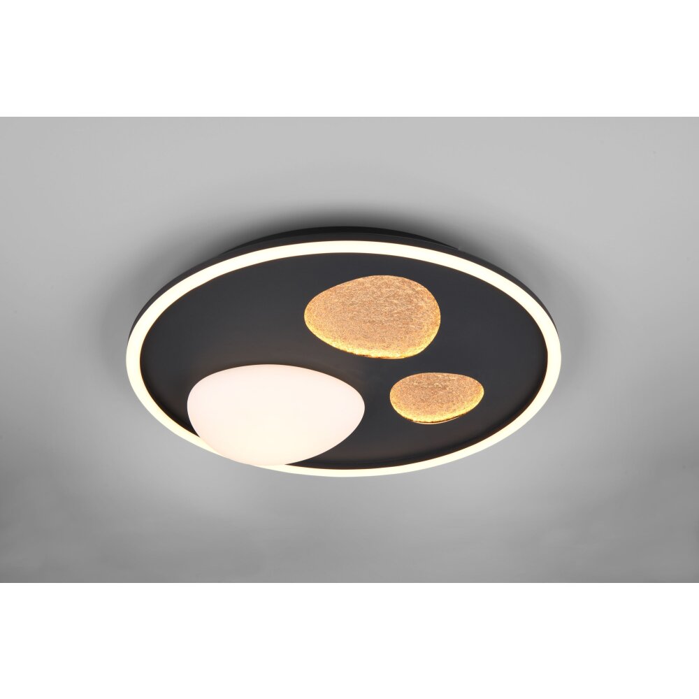Trio Pebble Deckenleuchte LED Schwarz, 1-flammig, Fernbedienung main product photo