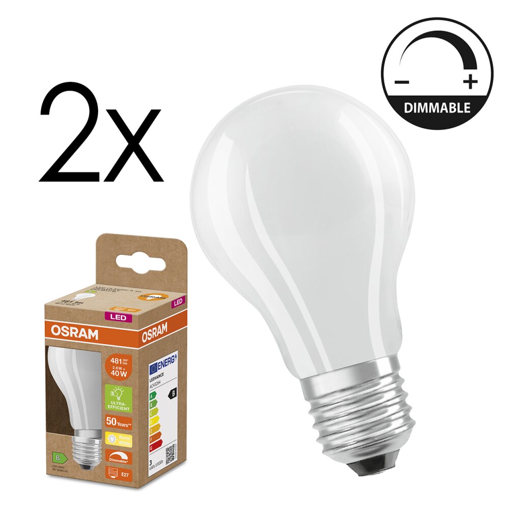 LED E27 2er Set 2,6 Watt 481 Lumen 2700 Kelvin main product photo