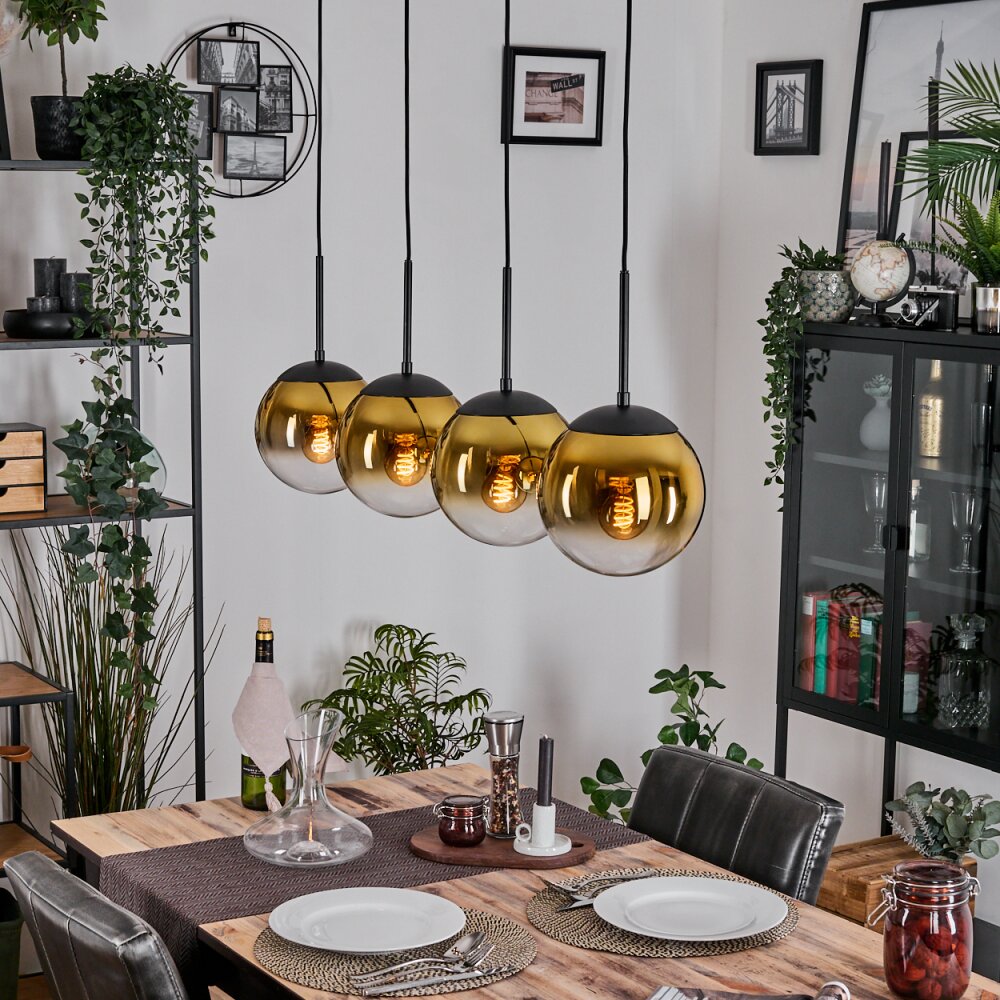 Gastor Hängeleuchte Glas 20 cm Gold, Klar, 4-flammig main product photo