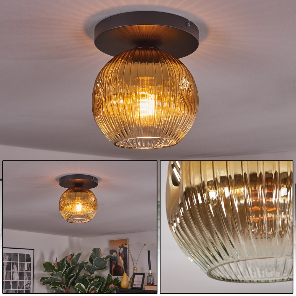 Ripoll Deckenleuchte Glas 20 cm Gold, Klar, 1-flammig main product photo