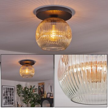 Ripoll Deckenleuchte Glas 25 cm Bernsteinfarben, Klar, 1-flammig