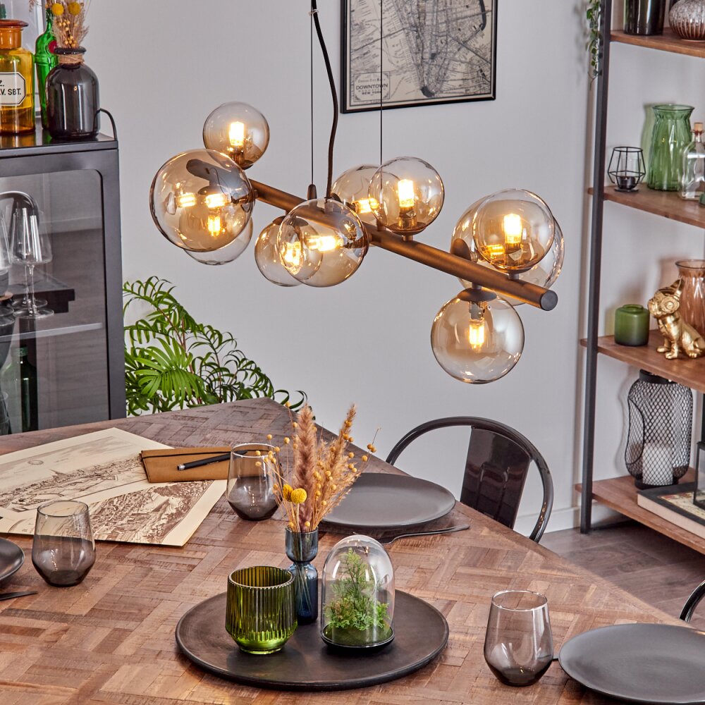 Chehalis Pendelleuchte Glas 10 cm, 12 cm, 15 cm Bernsteinfarben, Klar, 10-flammig main product photo