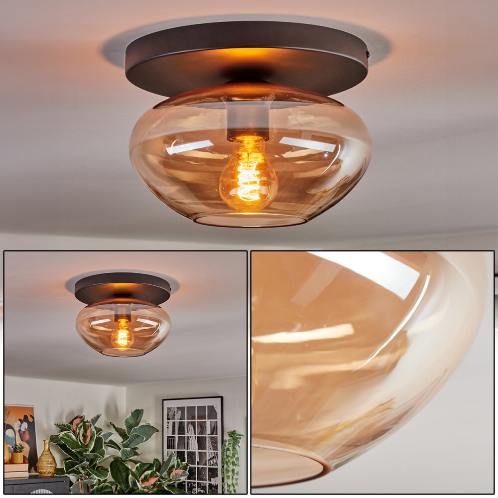 Mertola Deckenleuchte Glas 25 cm Bernsteinfarben, 1-flammig main product photo