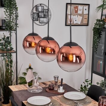 Gastor Hängeleuchte Glas 25 cm Klar, Kupferfarben, 3-flammig Gastor Hängeleuchte Glas 25 cm Klar, Kupferfarben, 3-flammig