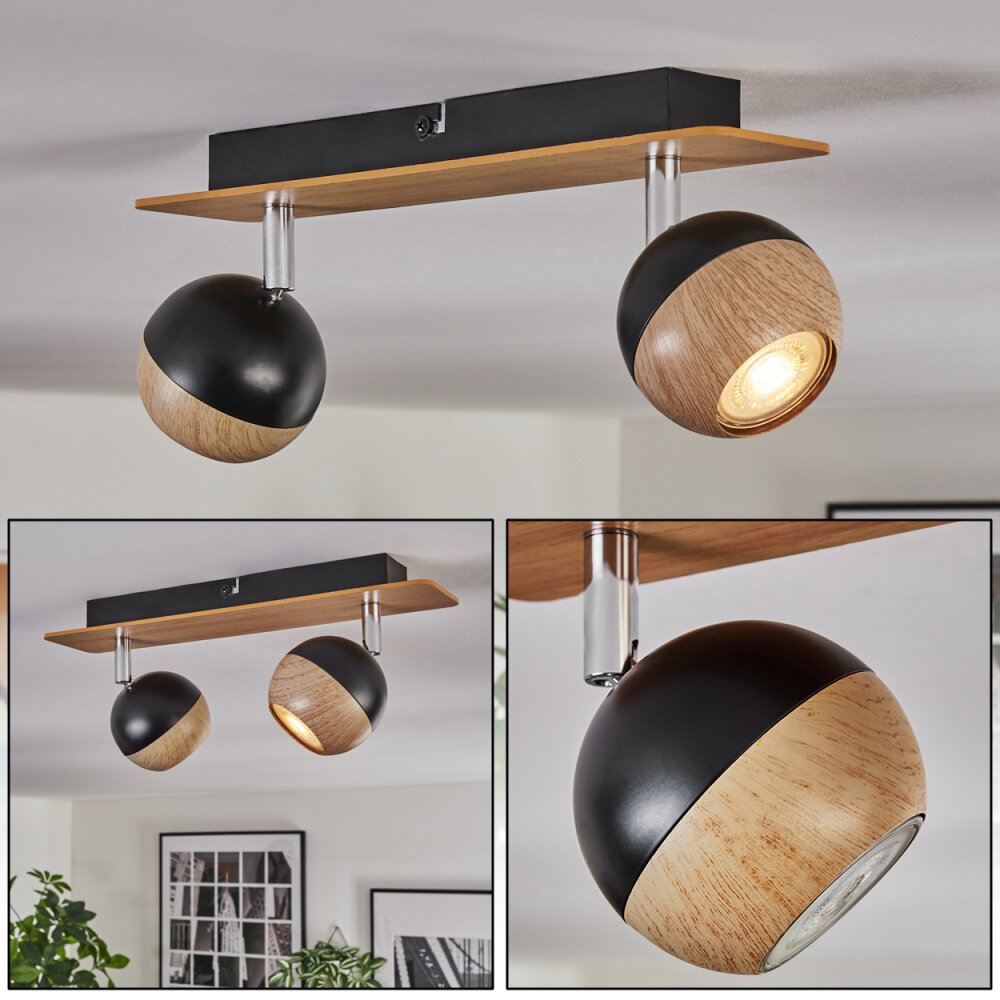 Haldor Deckenleuchte Braun, Chrom, Schwarz, 2-flammig main product photo