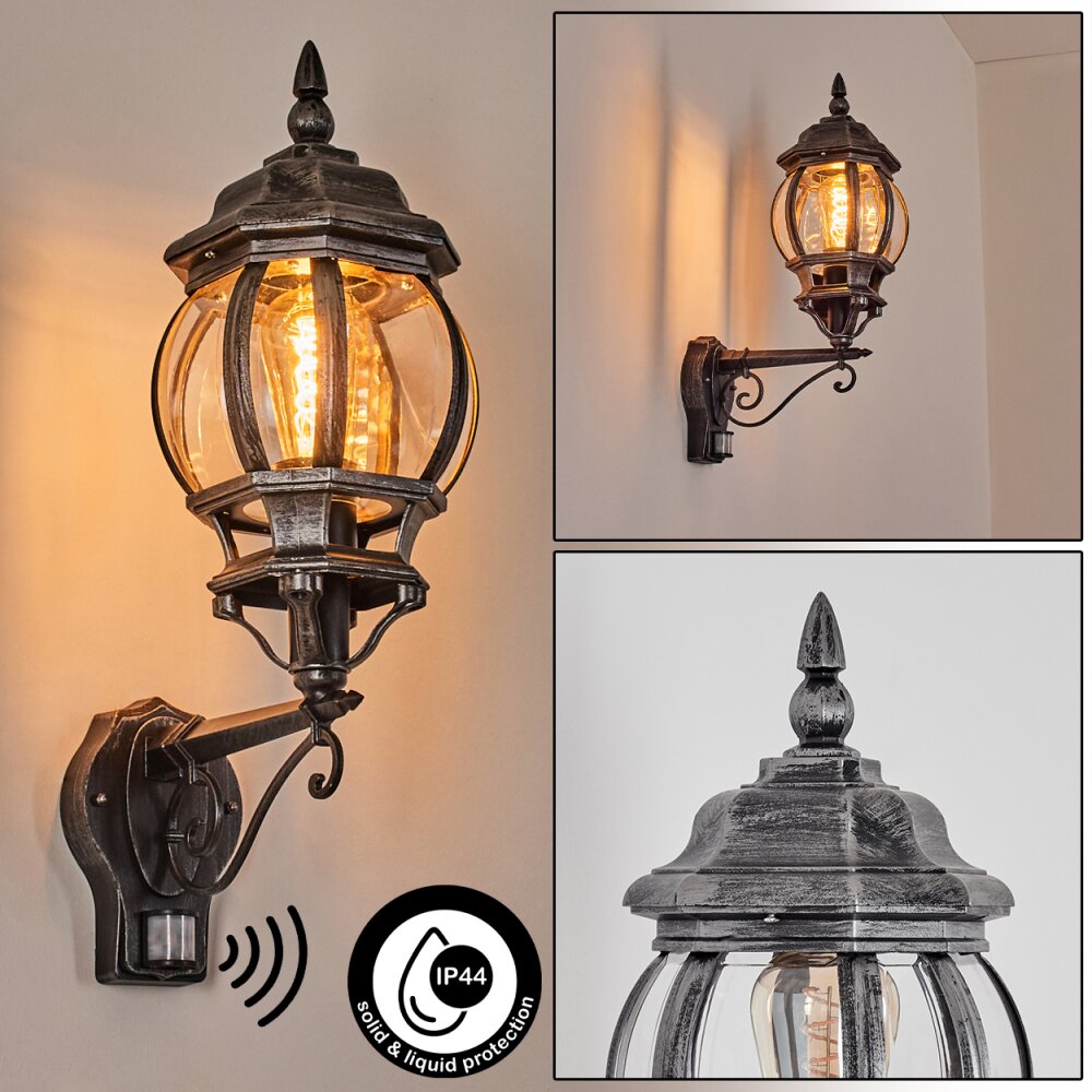 Lentua Außenwandleuchte Schwarz, Silber, 1-flammig, Bewegungsmelder main product photo