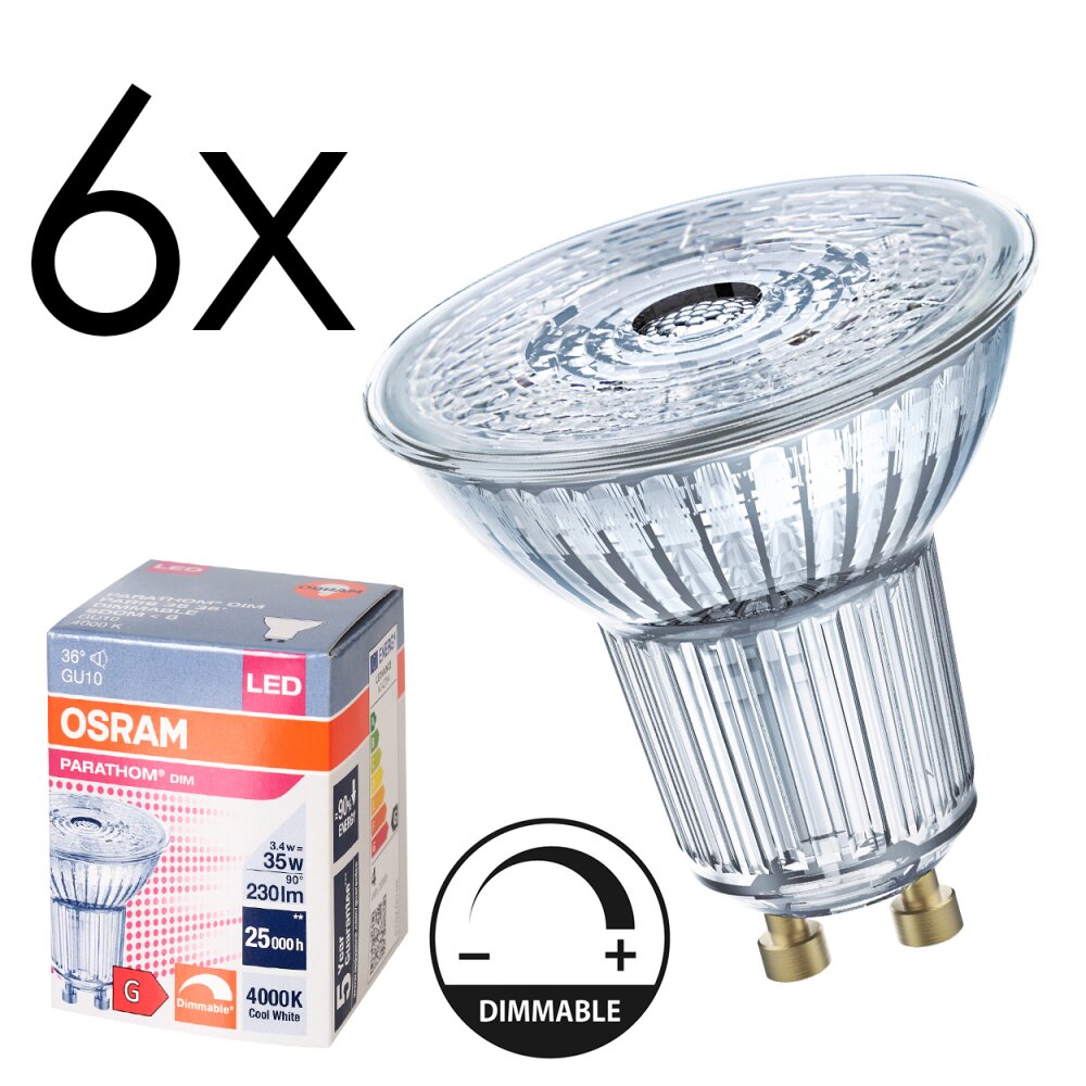 LED GU10 6er Set 3,4 Watt 4000 Kelvin 230 Lumen main product photo