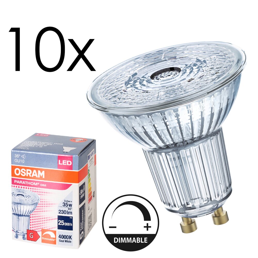 LED GU10 10er Set 3,4 Watt 4000 Kelvin 230 Lumen main product photo