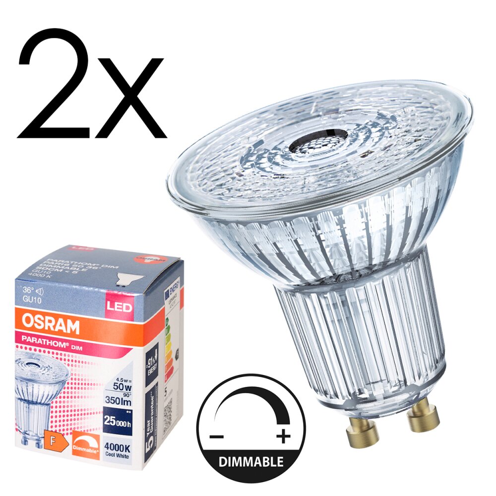 LED GU10 2er Set 4,5 Watt 4000 Kelvin 350 Lumen main product photo