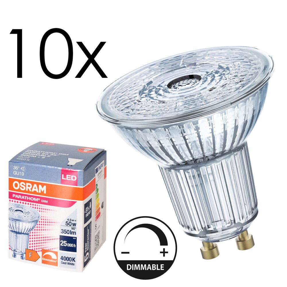 LED GU10 10er Set 4,5 Watt 4000 Kelvin 350 Lumen main product photo