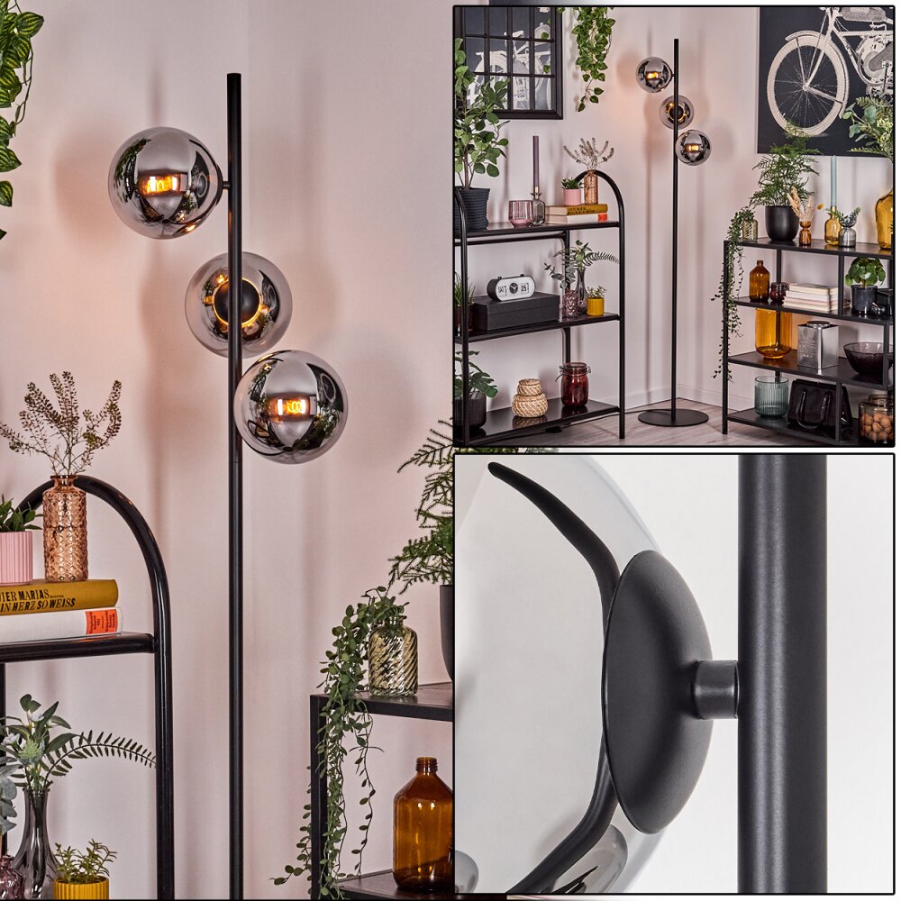 Gastor Stehleuchte Glas 15 cm Chrom, Rauchfarben, 3-flammig main product photo