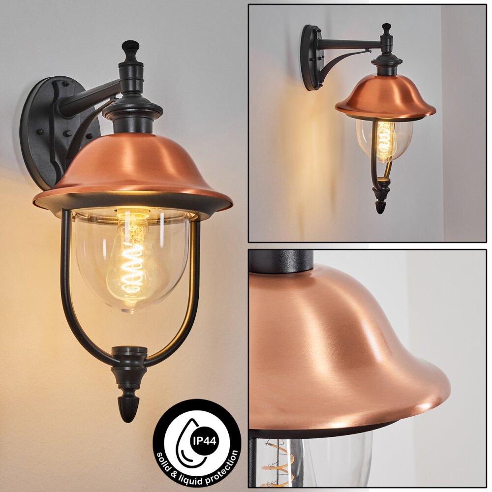 Gascon Außenwandleuchte Kupferfarben, Schwarz, 1-flammig main product photo