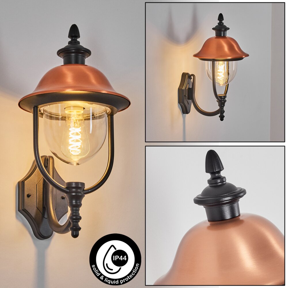 Gascon Außenwandleuchte Kupferfarben, Schwarz, 1-flammig main product photo