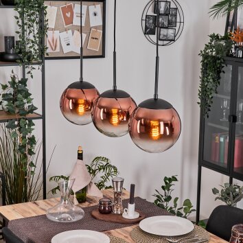 Gastor Hängeleuchte Glas 20 cm Klar, Kupferfarben, 3-flammig