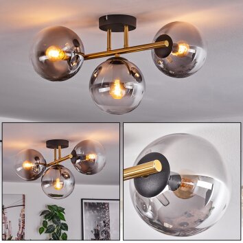 Gastor Deckenleuchte Glas 15 cm Gold, Schwarz, 3-flammig Gastor Deckenleuchte Glas 15 cm Gold, Schwarz, 3-flammig