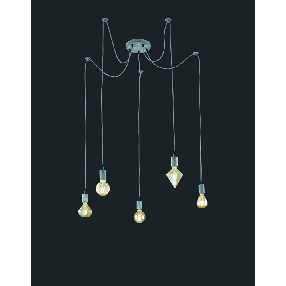Trio Leuchten Cord Pendelleuchte Grau, 5-flammig main product photo